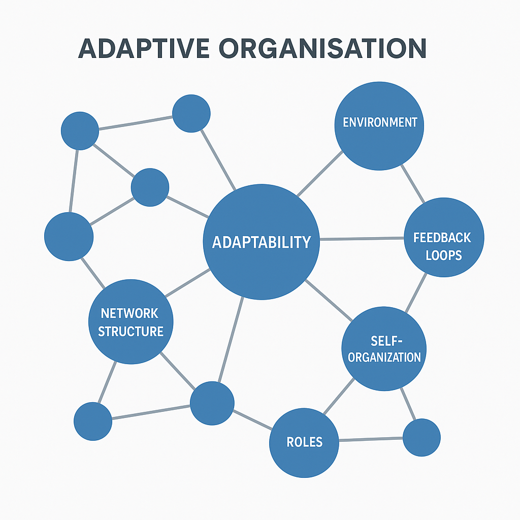 Symbolic image of adaptive organisations with connected spheres